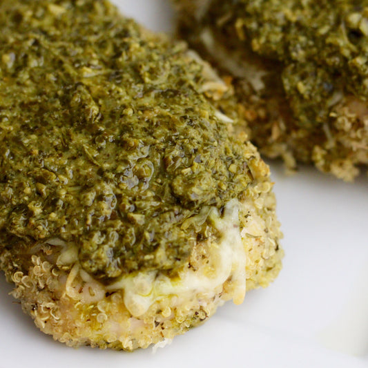 Quinoa Crusted Chicken with Pesto